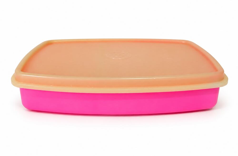 Vintage Tupperware Divided Lunch Snack Container #813-4 Hot Pink Retro Made USA
